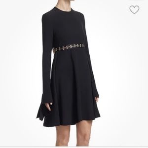 NWT Proenza Schouler A-Line Hook-and-Eye Black Satin Dress Size 10